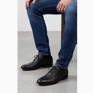 BOSS Hugo ITALIAN-MADE DERBY SHOES IN EMBOSSED LEATHER size 8